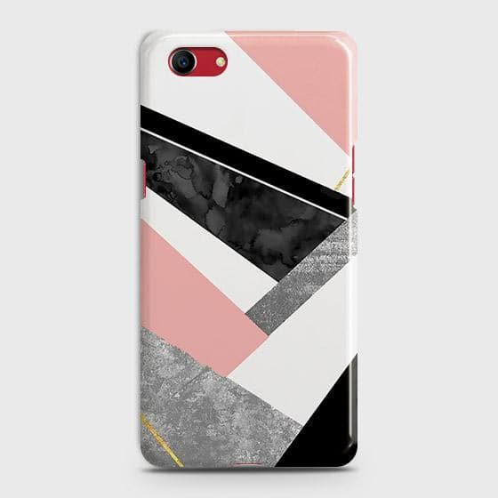 Oppo A1k Cover - Matte Finish - Geometric Luxe Marble Trendy Printed Hard Case with Life Time Colors Guarantee