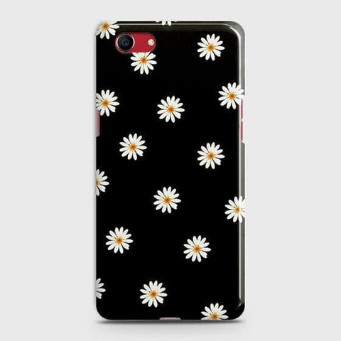 Oppo A1k Cover - Matte Finish - White Bloom Flowers with Black Background Printed Hard Case with Life Time Colors Guarantee