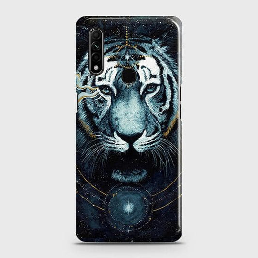 Oppo A31 Cover - Vintage Galaxy Tiger Printed Hard Case with Life Time Colors Guarantee