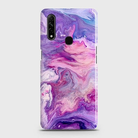 Oppo A31 Cover - Chic Blue Liquid Marble Printed Hard Case with Life Time Colors Guarantee
