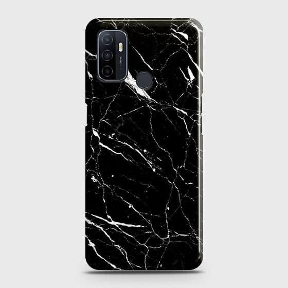 Oppo A53 Cover - Trendy Black Marble Printed Hard Case with Life Time Colors Guarantee