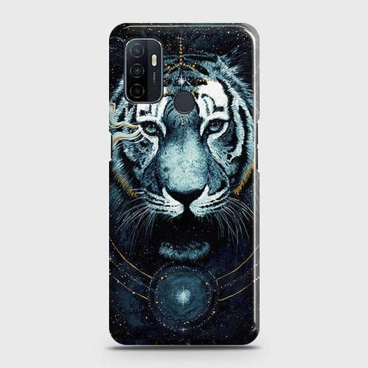 Oppo A53 Cover - Vintage Galaxy Tiger Printed Hard Case with Life Time Colors Guarantee