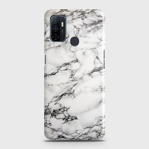 Oppo A53 Cover - Matte Finish - Trendy Mysterious White Marble Printed Hard Case with Life Time Colors Guarantee b64