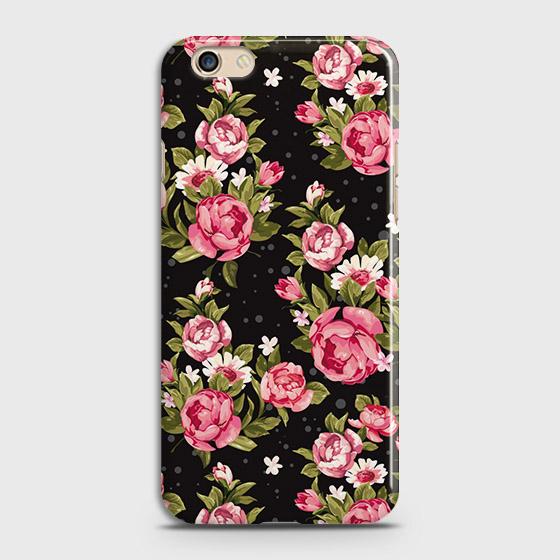 Oppo A59 Cover - Trendy Pink Rose Vintage Flowers Printed Hard Case with Life Time Colors Guarantee