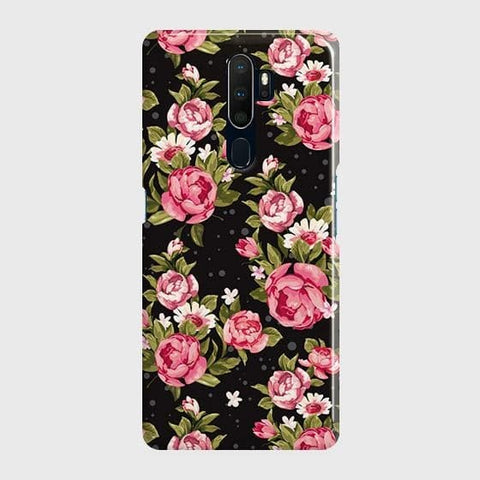 Oppo A5 2020 Cover - Trendy Pink Rose Vintage Flowers Printed Hard Case with Life Time Colors Guarantee