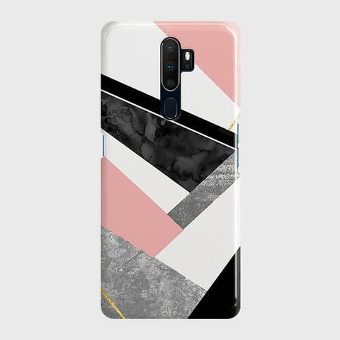 Oppo A5 2020 Cover - Matte Finish - Geometric Luxe Marble Trendy Printed Hard Case with Life Time Colors Guarantee