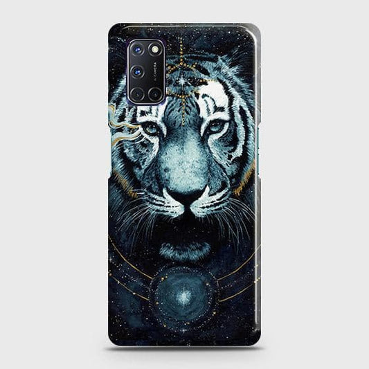 Oppo A72 Cover - Vintage Galaxy Tiger Printed Hard Case with Life Time Colors Guarantee