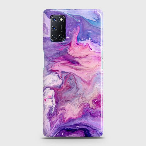 Oppo A72 Cover - Chic Blue Liquid Marble Printed Hard Case with Life Time Colors Guarantee