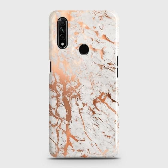 Oppo A8 Cover - In Chic Rose Gold Chrome Style Printed Hard Case with Life Time Colors Guarantee