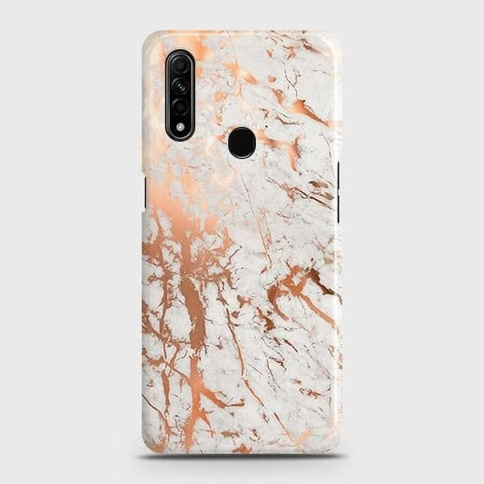Oppo A8 Cover - In Chic Rose Gold Chrome Style Printed Hard Case with Life Time Colors Guarantee