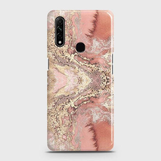 Oppo A8 Cover - Trendy Chic Rose Gold Marble Printed Hard Case with Life Time Colors Guarantee