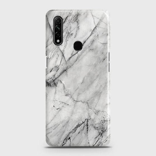 Oppo A8 Cover - Matte Finish - Trendy White Marble Printed Hard Case with Life Time Colors Guarantee