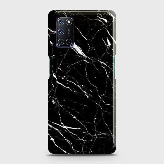 Oppo A92 Cover - Trendy Black Marble Printed Hard Case with Life Time Colors Guarantee