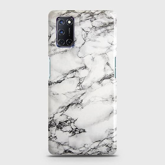 Oppo A92 Cover - Matte Finish - Trendy Mysterious White Marble Printed Hard Case with Life Time Colors Guarantee