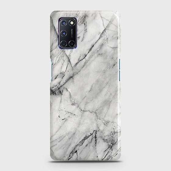 Oppo A92 Cover - Matte Finish - Trendy White Marble Printed Hard Case with Life Time Colors Guarantee