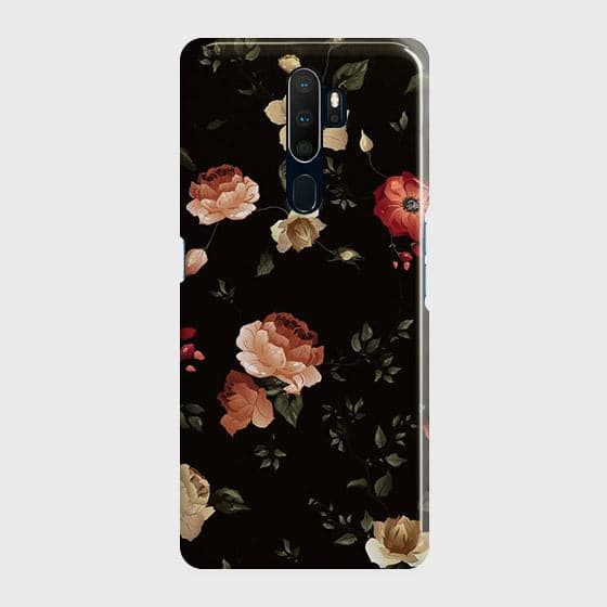 Oppo A9 2020Cover - Matte Finish - Dark Rose Vintage Flowers Printed Hard Case with Life Time Colors Guarantee
