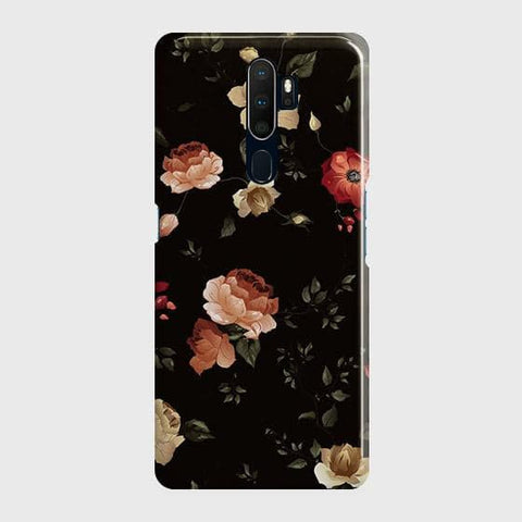 Oppo A9 2020Cover - Matte Finish - Dark Rose Vintage Flowers Printed Hard Case with Life Time Colors Guarantee