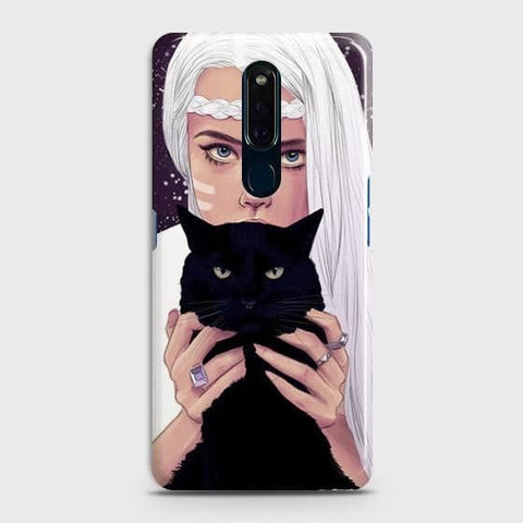Oppo F11 Cover - Trendy Wild Black Cat Printed Hard Case with Life Time Colors Guarantee