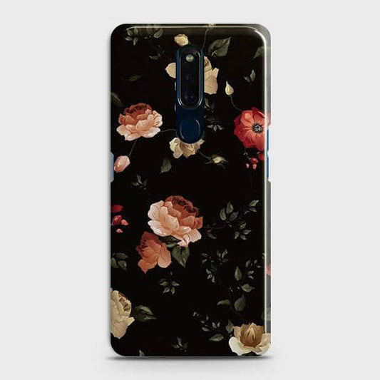 Oppo F11 Cover - Matte Finish - Dark Rose Vintage Flowers Printed Hard Case with Life Time Colors Guarantee