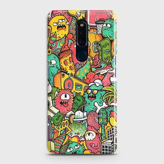 Oppo F11 Cover - Matte Finish - Candy Colors Trendy Sticker Collage Printed Hard Case with Life Time Colors Guarantee