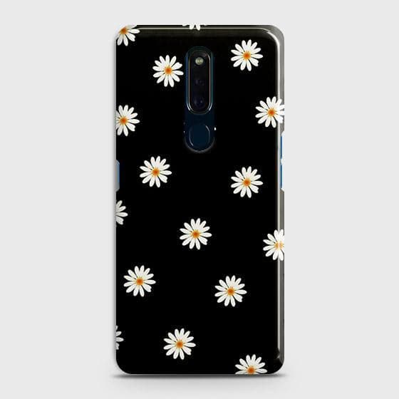 Oppo F11 Cover - Matte Finish - White Bloom Flowers with Black Background Printed Hard Case with Life Time Colors Guarantee