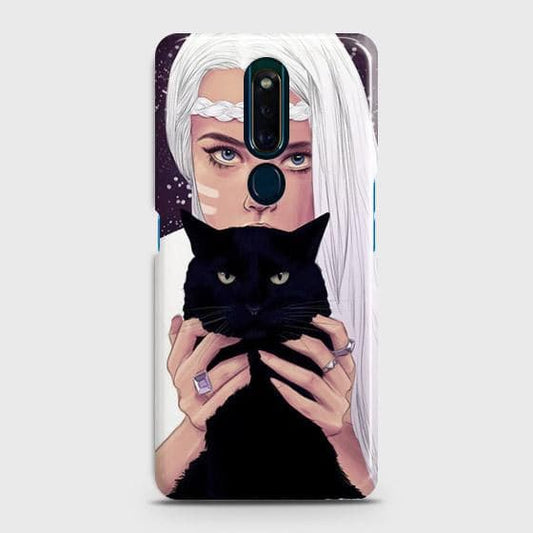 Oppo F11 Pro Cover - Trendy Wild Black Cat Printed Hard Case with Life Time Colors Guarantee