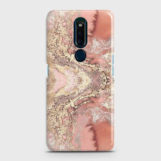 Oppo F11 Pro Cover - Trendy Chic Rose Gold Marble Printed Hard Case with Life Time Colors Guarantee
