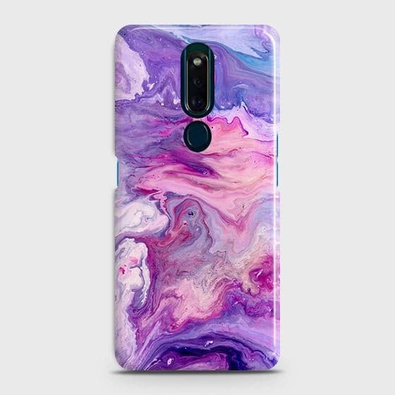 Oppo F11 Pro Cover - Chic Blue Liquid Marble Printed Hard Case with Life Time Colors Guarantee
