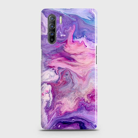 Oppo F15Cover - Chic Blue Liquid Marble Printed Hard Case with Life Time Colors Guarantee