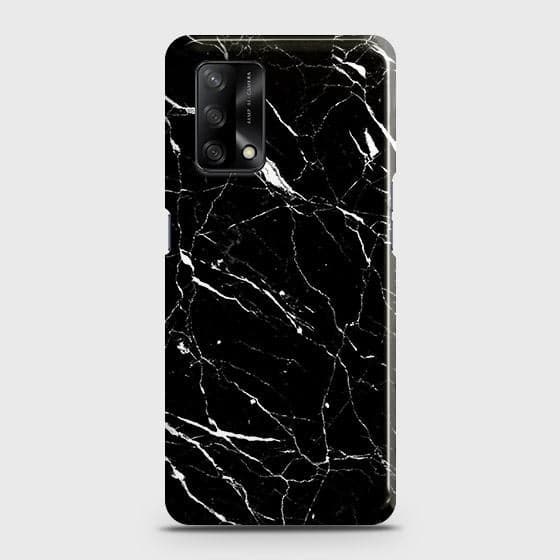 Oppo F19 Cover - Trendy Black Marble Printed Hard Case with Life Time Colors Guarantee