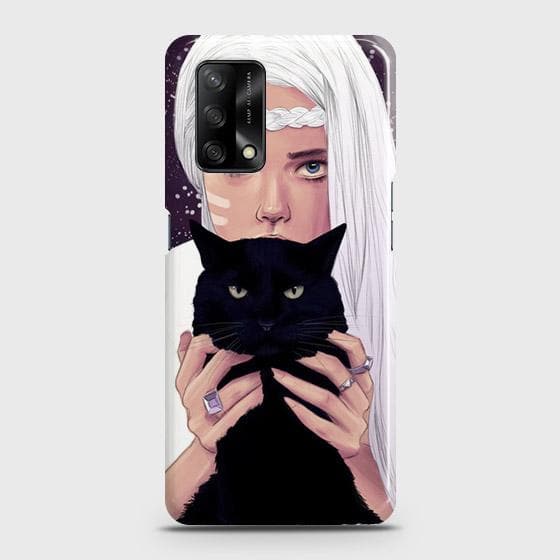 Oppo A95 4G Cover - Trendy Wild Black Cat Printed Hard Case with Life Time Colors Guarantee
