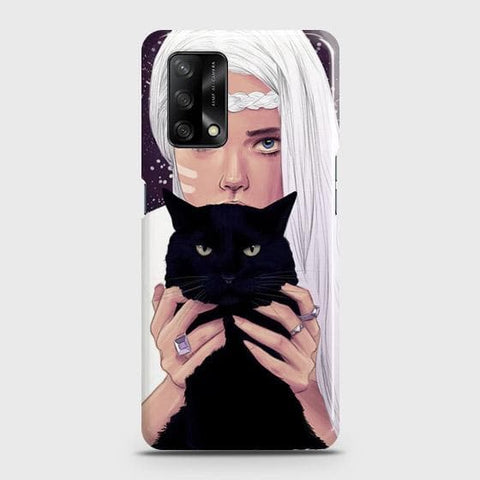Oppo A95 4G Cover - Trendy Wild Black Cat Printed Hard Case with Life Time Colors Guarantee