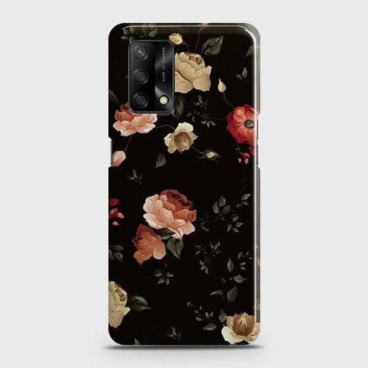 Oppo A95 4G Cover - Matte Finish - Dark Rose Vintage Flowers Printed Hard Case with Life Time Colors Guarantee