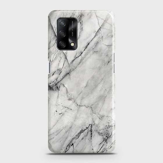 Oppo F19 Cover - Matte Finish - Trendy White Marble Printed Hard Case with Life Time Colors Guarantee
