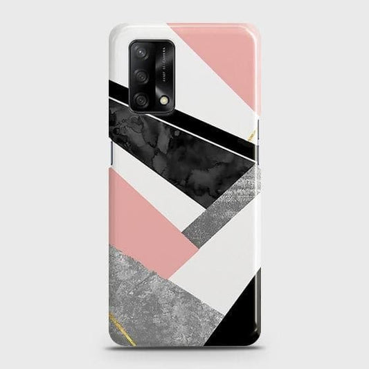 Oppo F19 Cover - Matte Finish - Geometric Luxe Marble Trendy Printed Hard Case with Life Time Colors Guarantee