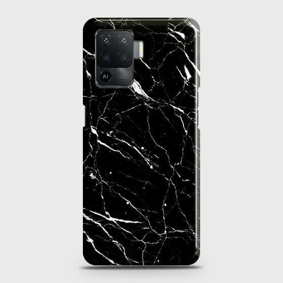 Oppo F19 Pro Cover - Trendy Black Marble Printed Hard Case with Life Time Colors Guarantee