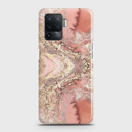 Oppo F19 Pro Cover - Trendy Chic Rose Gold Marble Printed Hard Case with Life Time Colors Guarantee