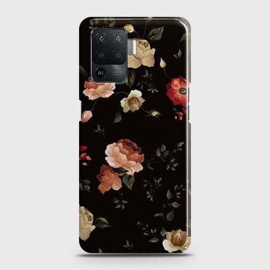 Oppo F19 Pro Cover - Matte Finish - Dark Rose Vintage Flowers Printed Hard Case with Life Time Colors Guarantee