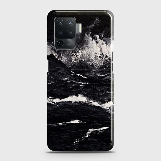 Oppo F19 Pro Cover - Black Ocean Marble Trendy Printed Hard Case with Life Time Colors Guarantee