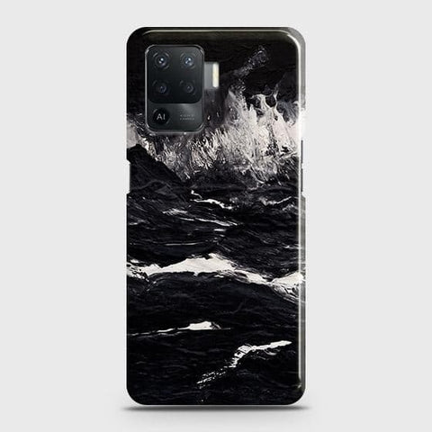 Oppo F19 Pro Cover - Black Ocean Marble Trendy Printed Hard Case with Life Time Colors Guarantee