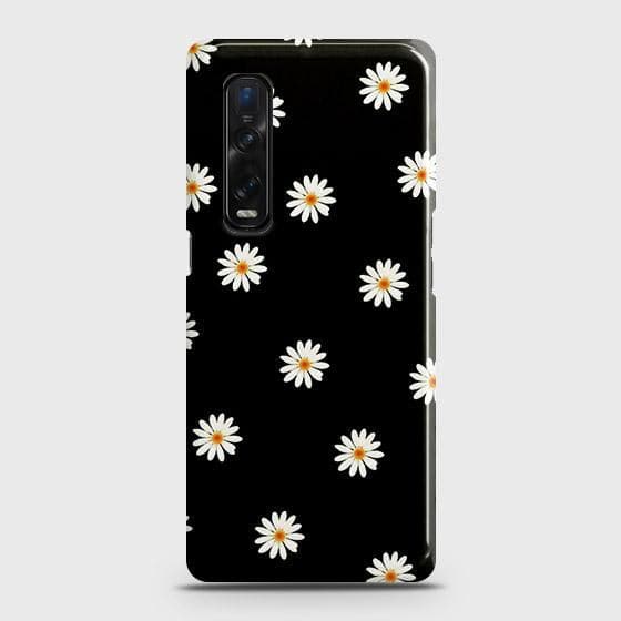 Oppo Find X2 Pro Cover - Matte Finish - White Bloom Flowers with Black Background Printed Hard Case with Life Time Colors Guarantee