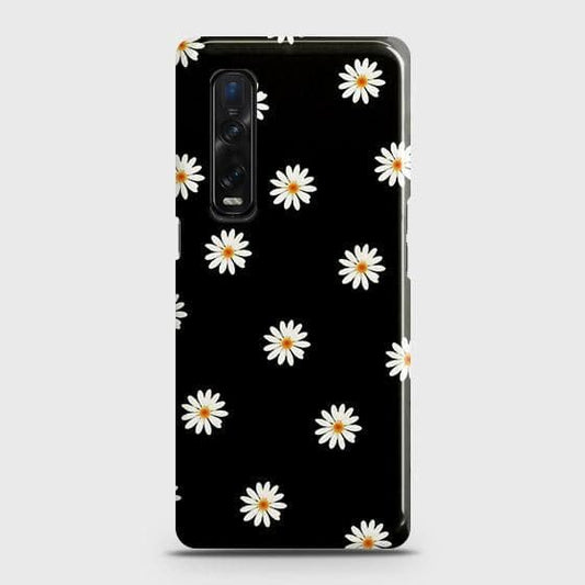 Oppo Find X2 Pro Cover - Matte Finish - White Bloom Flowers with Black Background Printed Hard Case with Life Time Colors Guarantee
