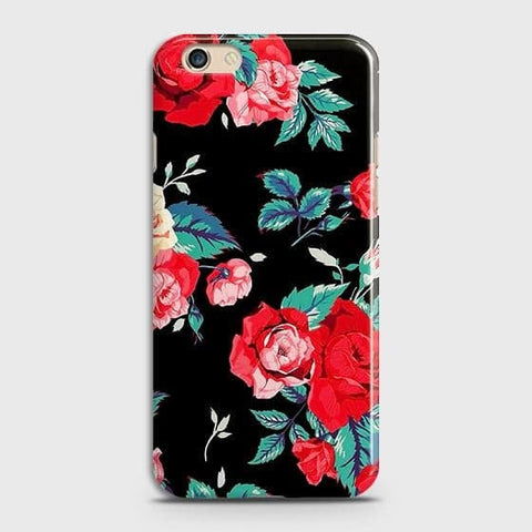 Oppo R9s Plus Cover - Luxury Vintage Red Flowers Printed Hard Case with Life Time Colors Guarantee b65
