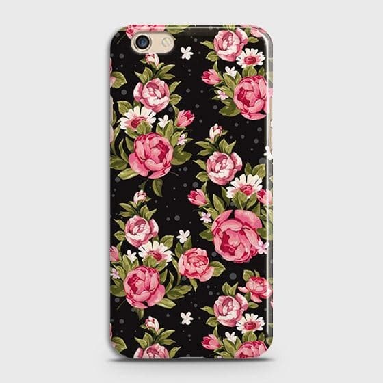 Oppo R9s Plus Cover - Trendy Pink Rose Vintage Flowers Printed Hard Case with Life Time Colors Guarantee