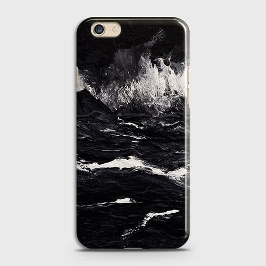 Oppo R9s Plus Cover - Black Ocean Marble Trendy Printed Hard Case with Life Time Colors Guarantee