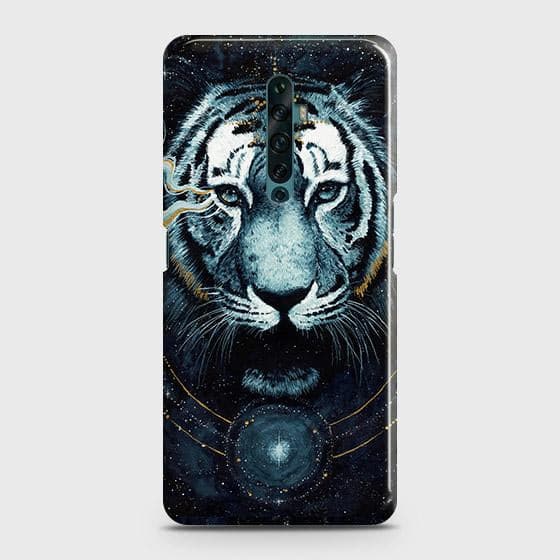 Oppo Reno 2F Cover - Vintage Galaxy Tiger Printed Hard Case with Life Time Colors Guarantee