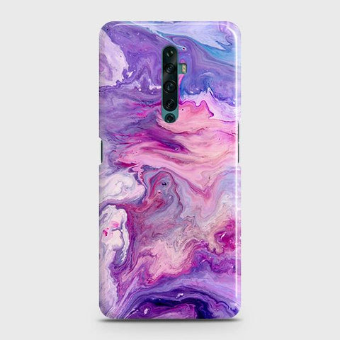 Oppo Reno 2Z Cover - Chic Blue Liquid Marble Printed Hard Case with Life Time Colors Guarantee