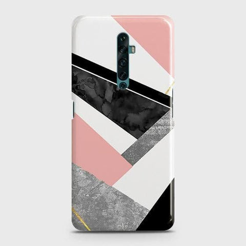 Oppo Reno 2Z Cover - Matte Finish - Geometric Luxe Marble Trendy Printed Hard Case with Life Time Colors Guarantee
