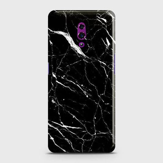 Oppo Reno Cover - Trendy Black Marble Printed Hard Case with Life Time Colors Guarantee