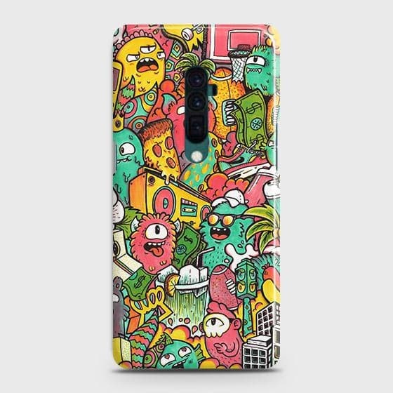 Oppo Reno 10x zoom Cover - Matte Finish - Candy Colors Trendy Sticker Collage Printed Hard Case with Life Time Colors Guarantee